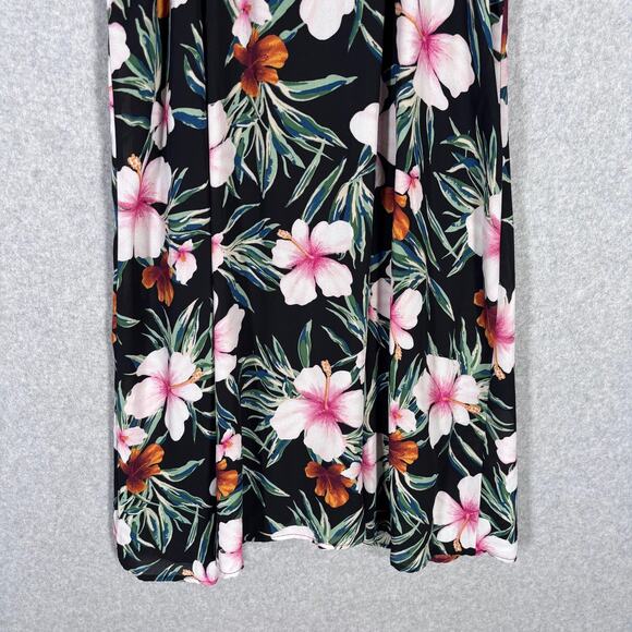 LTX Sportswear Mini Dress Small Black Tropical Hawaiian Flowy Cruise Resort USA‎ - Picture 3 of 11